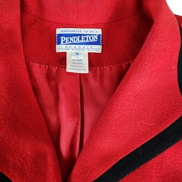 Pendleton Vintage Wool Red 1990s Blazer Jacket - Picture 8 of 13